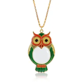 Rongon 824007427727 10x Owl Pendant Necklace Magnifier Pocket Loupe Mini Portable Magnifying Glas