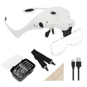 Rongon 824917823381 Headband Magnifier Usb Charging Handsfree Magnifying Lenses Glasses With Led