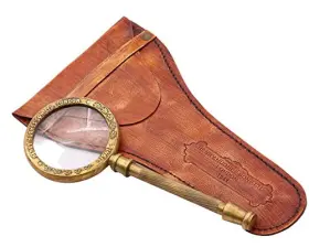 Riimg0br98l Roorkee Instruments India Brass Manifer Magnifying Glass With Leather Storage Case Handmade