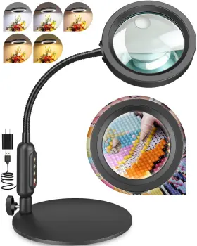 Runsenfo B0g9jymstv 30x 10x Magnifying Glass With Light And Stand 5 Color Modes Stepless Dimmabl