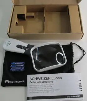 166082b Schweizer Ergo-lux Mp 3x 6500k Lighted Mobile Pocket Magnifier Low Vision Aid