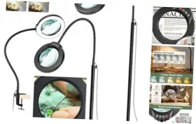 Ko01 Seylae 10x Magnifying Glass With Light And Stand 3-in-1 Led 5 Color Modes Stepless