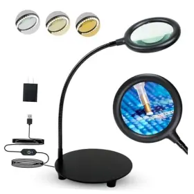 Shenzhenshijunyuandianzishangwuyouxiangongsi 768383317428 6x Magnifying Glass With Light And Stand 3 Color Modes Dimmable Led Lighted