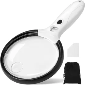 Sidim-03 Sidim 759357173270 Large Magnifying Glass With Light 10x 20x 45x Handheld 3 Led Lights 12