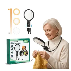 Sodiafell Fang127 Magnifying Glass For Reading With 48 Led Lights 3 Color Modes Neck Magnifier