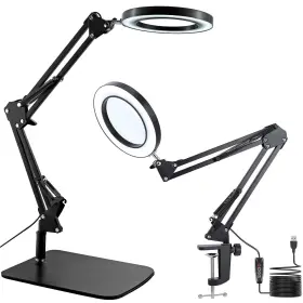 Soobuygoo 753853200997 15x Magnifying Glass With Light Table Lamp Stand And Clamp 2-in-1 Led De