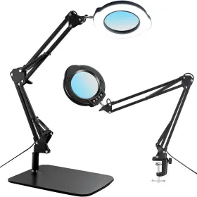 Soobuygoo 784482900699 15x Magnifying Glass Desk Lamp With Clamp And Base 5 Color Modes 10 Levels A