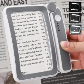 10863magnifier Techshare Rechargeable Magnifying Glass For Reading 4x Led Lighted Large Rectangular