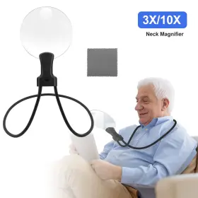 Thesiliconvalley 600609562611 3x Hands Free Neck Magnifying Glass Flexible Gooseneck Magnifier For Reading