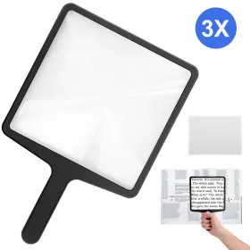 Thesiliconvalley 600609765760 3x Full Page Handheld Fresnel Magnifying Glass For Seniors Reading