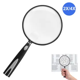 Thesiliconvalley 608374248594 2x 4x Handheld Reading Magnifier With Non-slip Handle And Shatterproof Lens