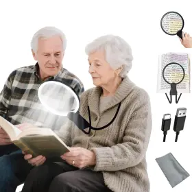 Xkd-001 Thingogear 6x Hands-free Magnifying Glass With Light Usb-c Rechargeable For Seniors
