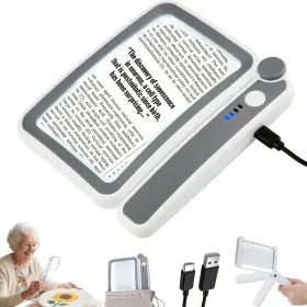 Xkd003 Thingogear Magnifying Glass With Light For Book Reading - Rechargeable 3.5x Rectangle La