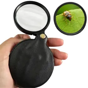Thsgivingstore 756524663343 1pcs 10x Pocket Magnifying Glass Hand Folding With Leather