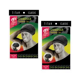 Titan Classic 755332412358 Black Dreadlock Stocking Cap - 2 Pieces