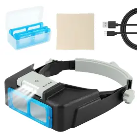 22373469 Tlpcrki Headband Magnifier With Led Light Rechargeable Head Mount 1.5x To 3