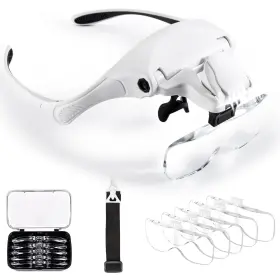Tmango 758393343555 Magnifying Glasses With 4 Led Lights For Close Work Headset