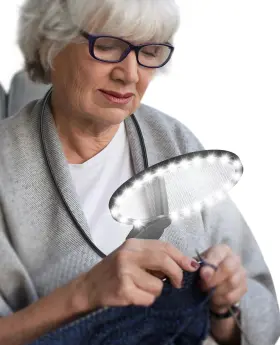 Fdj-39-6 Toolhelper 5x Hands Free Magnifying Glass With Light For Close Work Neck Wear Magnifier