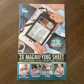 Vt-07039 Total Vision Reading Magnifying Sheet Real 3x Magnification Magnifier 1sheet/pk