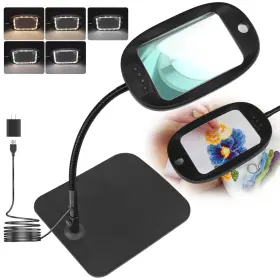 Tu-cfxittsfd1-hs Tugeovo Magnifying Glass With Light And Stand 10x 30x Hands Free Lighted Magnifier 4 Di