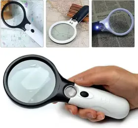 Turbo-roofinds 445025472440 White Magnifying Glass Handheld 45x Magnifier With 3 Led Light For Reading Magni