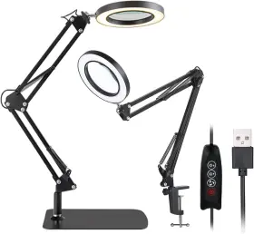13325 Twenux 10x Magnifier With Light And Stand 2 In 1 Led Desk Lamp 3 Leve