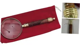 205399 Ud Solid Brass Magnifying Glass With Wood Handle And Felt Bag
