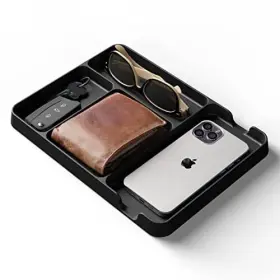 Uncluttered Designs 850002602357 Pocket Deck Valet Tray - Night Stand Organizer Bedside Dresser Office And B