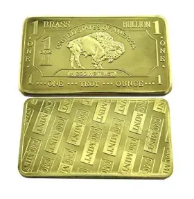 Unique Metals 715450027124 1 Oz One Troy Ounce Usa American Buffalo .999 Fine Brass Bullion Bar Ingot