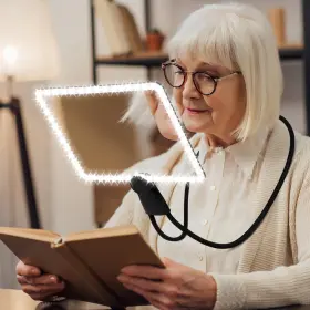 Hs-hp-12-16 Upspotie 5x Large Hands Free Magnifying Glass With Light Full Page Magnifier For Readi