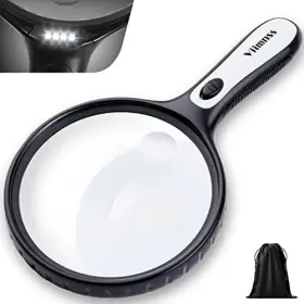Viimnss 764481968241 Large Magnifying Glass With Light 5x 15x Magnifier Handheld Illuminated Ligh