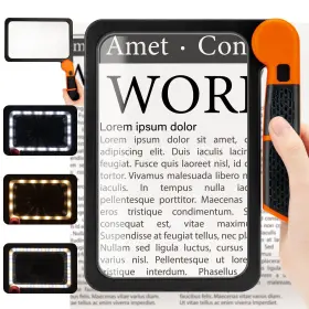 Viimnss 764481968326 Large Magnifying Glass With Light Full Page 5x Magnifier 48led Cold And Warm L