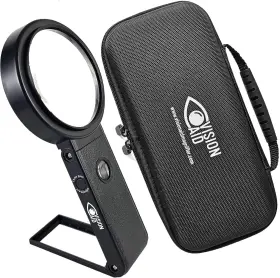 Visionaid 445007579518 30x Hands-free Magnifying Glass With Usb Rechargeable 36 Led Lights Storage Cas