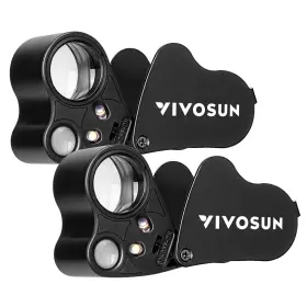 332022-2 Vivosun 2-pack 30x 60x Illuminated Jewelers Loupe Foldable Magnifier With Led