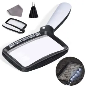 Voca 840833103055 Magnifying Glass With Light Folding Handheld 3x Large Rectangle Lighted Magn