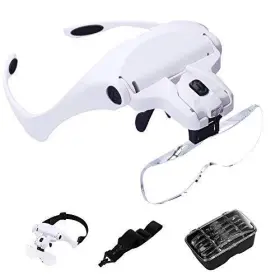 Welead 709327307570 Magnifying Glass With Led Light Head Mount Magnifier Bracket And Headband Rea