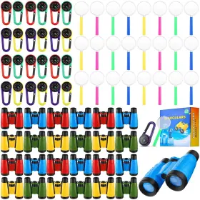 Way-wettarn-630 Wettarn 24 Pack Kid Mini Compact Binocular Compass Magnifying Glass Set For 3