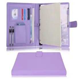 Wonderpool 748253392984 A4 Pu Leather Ring Holder Writing Portfolio Multi Document Case With Removabl