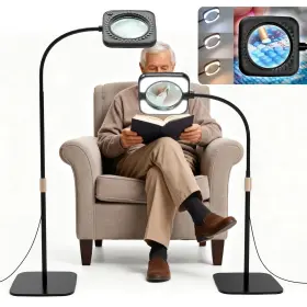 Fl001 Xyk 10x Large Floor Magnifying Glass With Light And Stand 56 Led Flexible Goosen