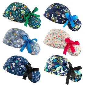 2o-at1o-94td-b Yeajoin Bouffant Scrub Caps For Women Adjustable Ponytail Tie Back Hats