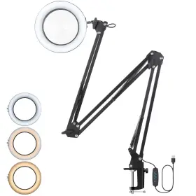 Gk080kty Ygitk Magnifying Glass With Light 43in Arm Length Desk Lamp 3 Color Mo