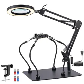 Gk081kty Ygitk Magnifying Glass With Light And Stand 4 Magnetic Pillar Flexible Arms Led