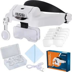 Yoctosun 313049425445 Led Headband Magnifier Rechargeable Illuminated Magnifying Visor -1x T