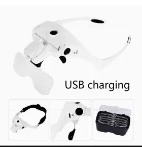 Yoctosun 726679582011 Head Magnifier With 5 Led Lights Rechargeable Headband Magnifying Glass