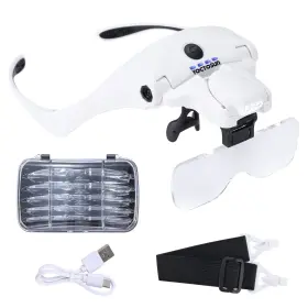 Yoctosun 726679582189 Magnifying Glasses With 4 Led Lights Headband Magnifier 5 Detac