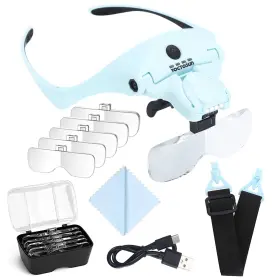 Yoctosun 726679582240 Magnifying Glasses With Light For Close Work Head Magnifier 4 Led