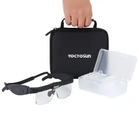 Yoctosun 726679582349 Magnifying Glasses With 3 Led Lights Storage Case Head Strap And 5 D