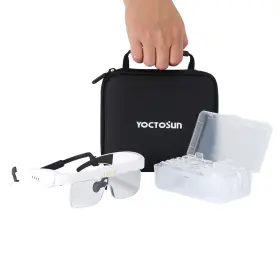 Yoctosun 726679582363 Headband Magnifier With 3 Led Lights Storage Case Head Strap And 5 Detachab