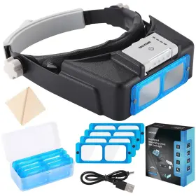 Yoctosun 726679582387 Headband Magnifying Glass With Light Rechargeable Glasses For Clo