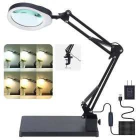 Yoctosun 726679582394 10x Magnifying Glass Lamp With 6 Color Modes Stepless Dimmable 96 Leds And 5